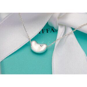 Tiffany & Co Vintage Bean Necklace Elsa Peretti11mm Pendant in Silver 16" Chain